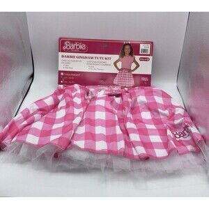 Barbie Movie Girls Pink Gingham TuTu Kit Halloween-Party-Dress Up-Size S/M-NWT